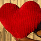 Cherry Red Knitted Heart Pillow (Made to Order)