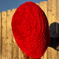 Cherry Red Knitted Heart Pillow (Made to Order)