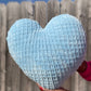 Sky Blue Knitted Heart Pillow (Made to Order)