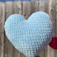 Sky Blue Knitted Heart Pillow (Made to Order)