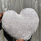 Smoky Grey Knitted Heart Pillow (Made to Order)