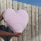 Pink Purple Knitted Heart Pillow (Made to Order)