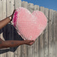 Pink Bubblegum Velvet Knitted Heart Pillow (Made to Order)