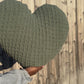 Sage Green Super Knitted Heart Pillow (Made to Order)