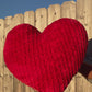 Cherry Red Knitted Heart Pillow (Made to Order)