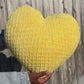 Sunshine Yellow Knitted Heart Pillow (Made to Order)