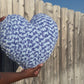 Blue Dream Knitted Heart Pillow (Made to Order)