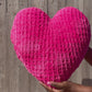 Hot Pink Knitted Heart Pillow (Ready to Ship)