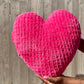 Hot Pink Knitted Heart Pillow (Ready to Ship)