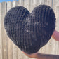 Midnight Velvet Knitted Heart Pillow (Made to Order)