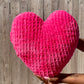 Hot Pink Knitted Heart Pillow (Ready to Ship)